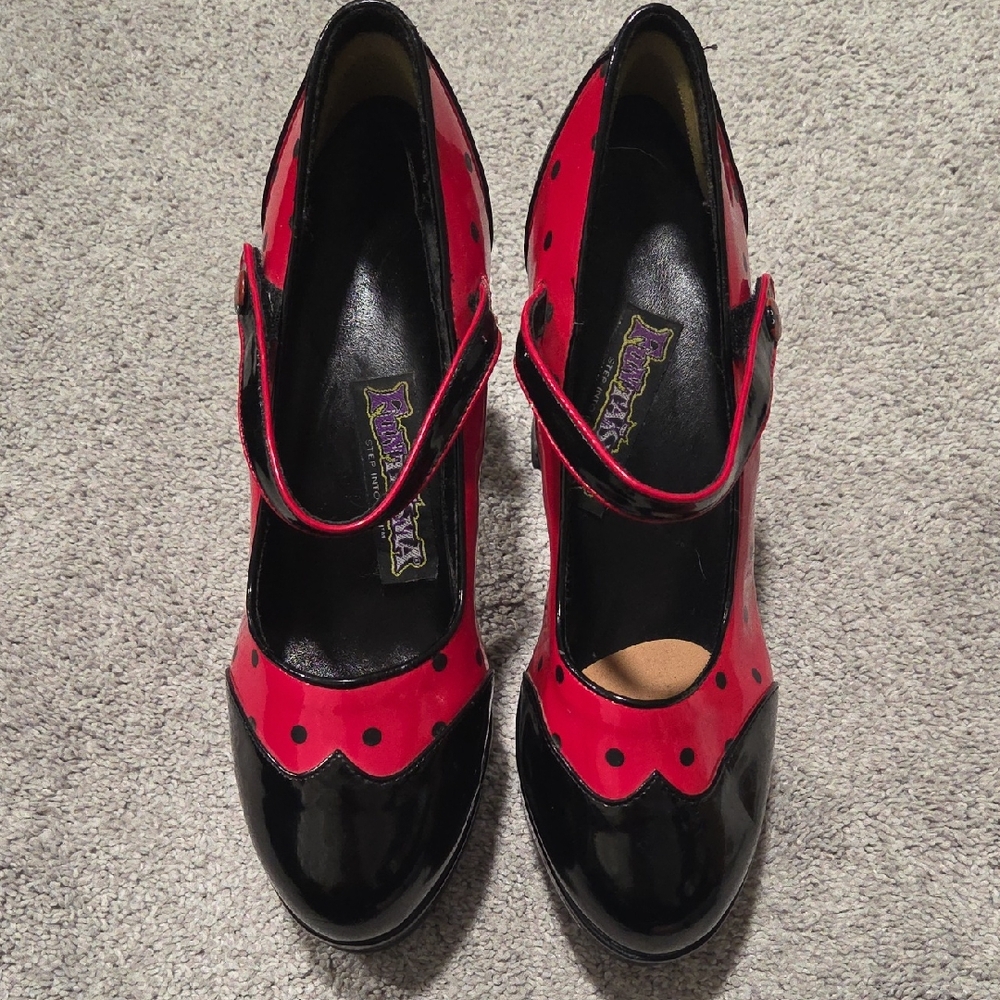 Funtasma Red and Black Polka Dot Mary Jane Heels